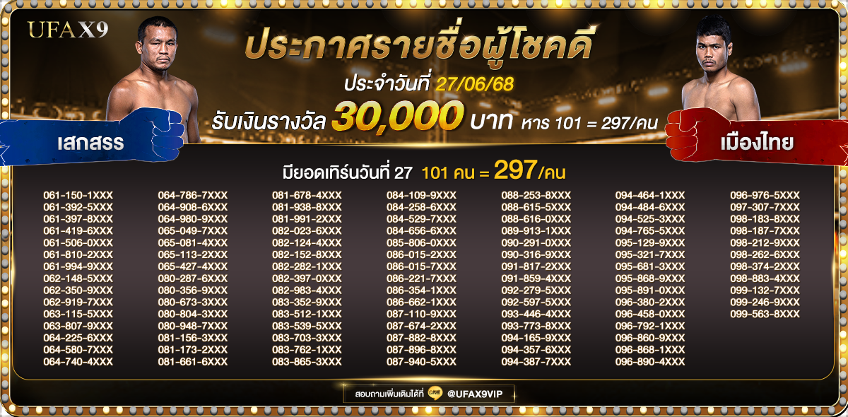 ประกาศกิจกรรมทายผลมวย